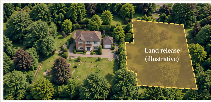 Illustrative land release on a large residential plot